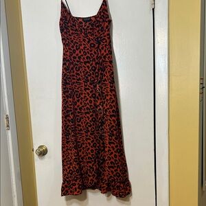 Topshop Flounced Hem Midi Dress Size 6